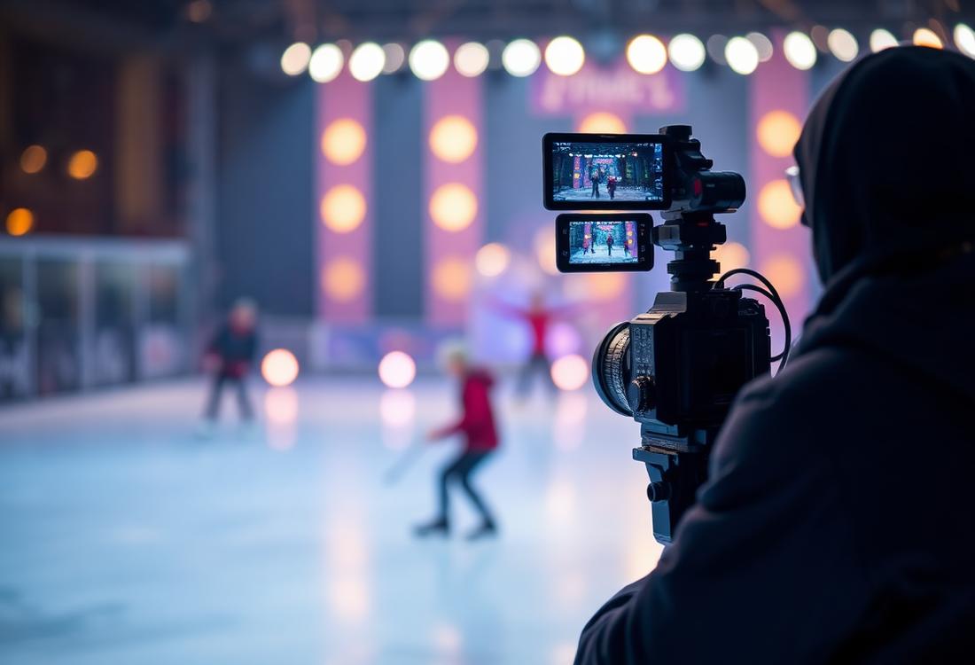 Operatore televisivo che riprende lo spettacolo
